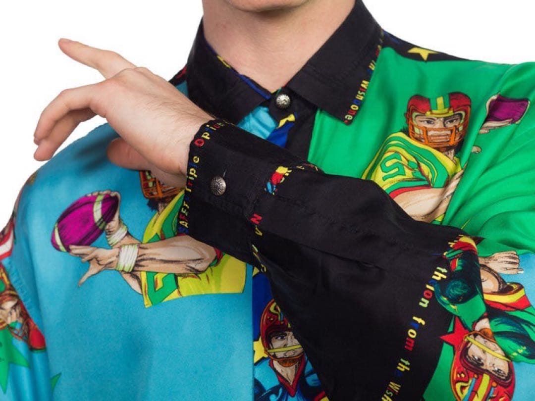 90s VERSACE SPORT all-over American football silk shirt #QY9FWD