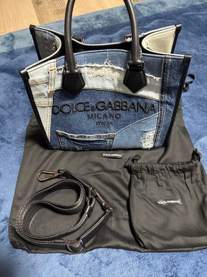 DOLCE GABBANA Tote Bag BM2012 Denim Leather Blue #QY4K63
