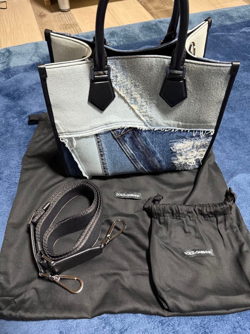 DOLCE GABBANA Tote Bag BM2012 Denim Leather Blue #QY4K63