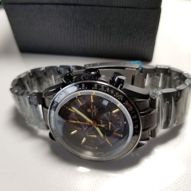 Full black IP coating with center chronograph. Production model. #QY43ST