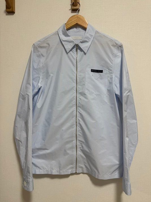 PRADA Striped Zip-Up Shirt with Long Sleeves #QY9FQV