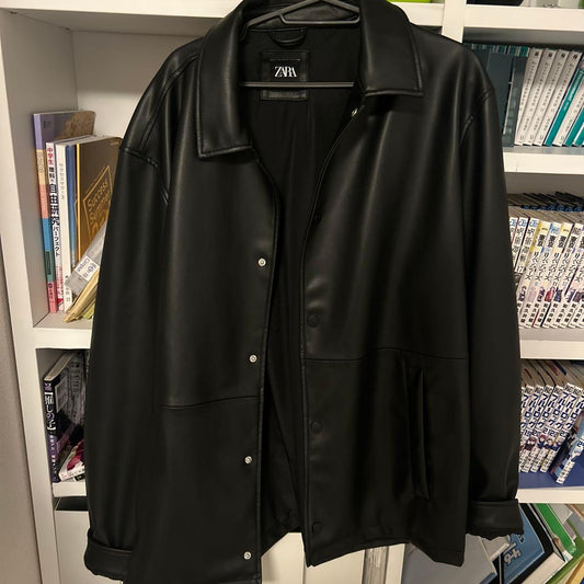 ZARA faux leather overshirt #QY98QA