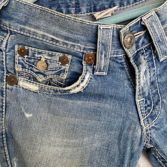 TRUE RELIGION JOY BIG T-shirt with white stitching (Foo Denim) #QO2LBQ