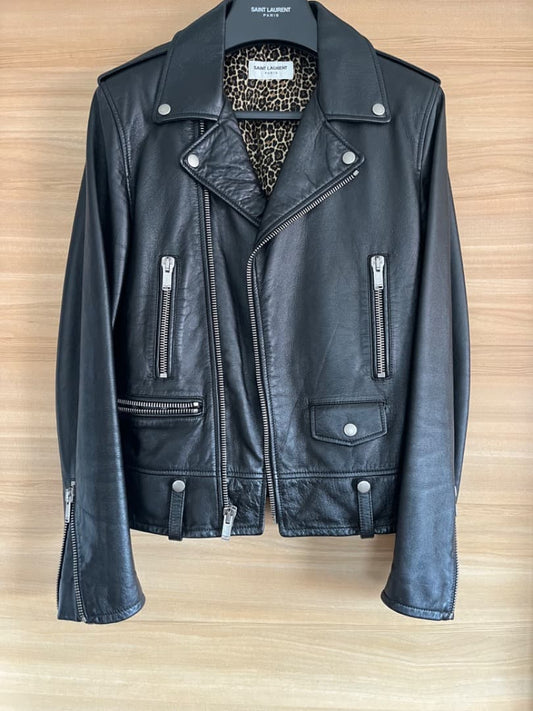 Summer Sale: SAINT LAURENT Leather Biker Jacket L01 #PFDXOS