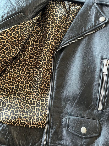 Summer Sale: SAINT LAURENT Leather Biker Jacket L01 #PFDXOS