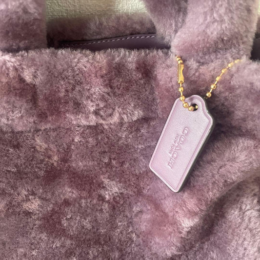 COACH Purple Shearling Fur 2-Way Tote Shoulder Bag #QY85HL