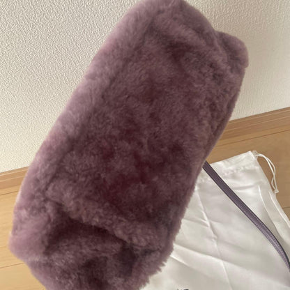 COACH Purple Shearling Fur 2-Way Tote Shoulder Bag #QY85HL