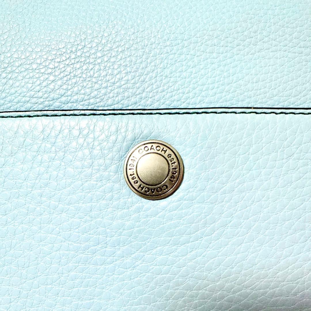 COACH Shoulder Handbag Blue Leather Mint #QY7ZXI