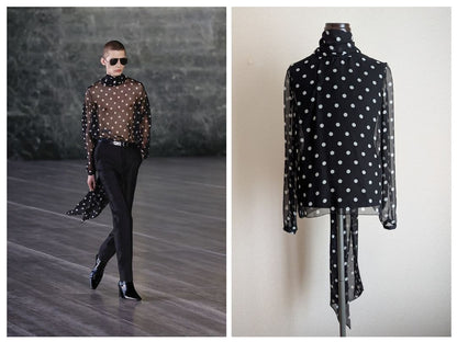 Saint Laurent Lavalli? Neck Blouse, Size Small #QY8SOZ