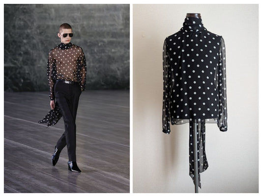Saint Laurent Lavalli? Neck Blouse, Size Small #QY8SOZ