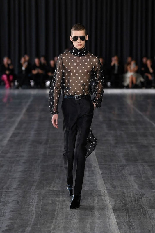 Saint Laurent Lavalli? Neck Blouse, Size Small #QY8SOZ