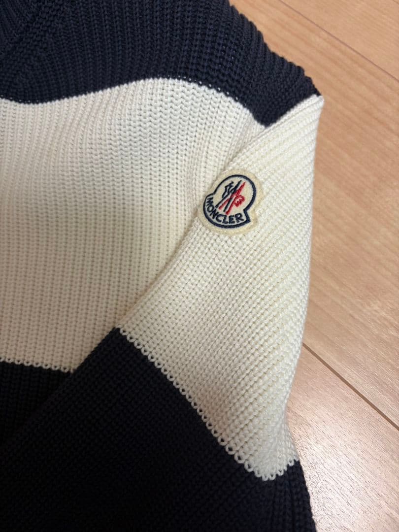 Moncler knit hoodie, navy and white, size M #QYHDGB