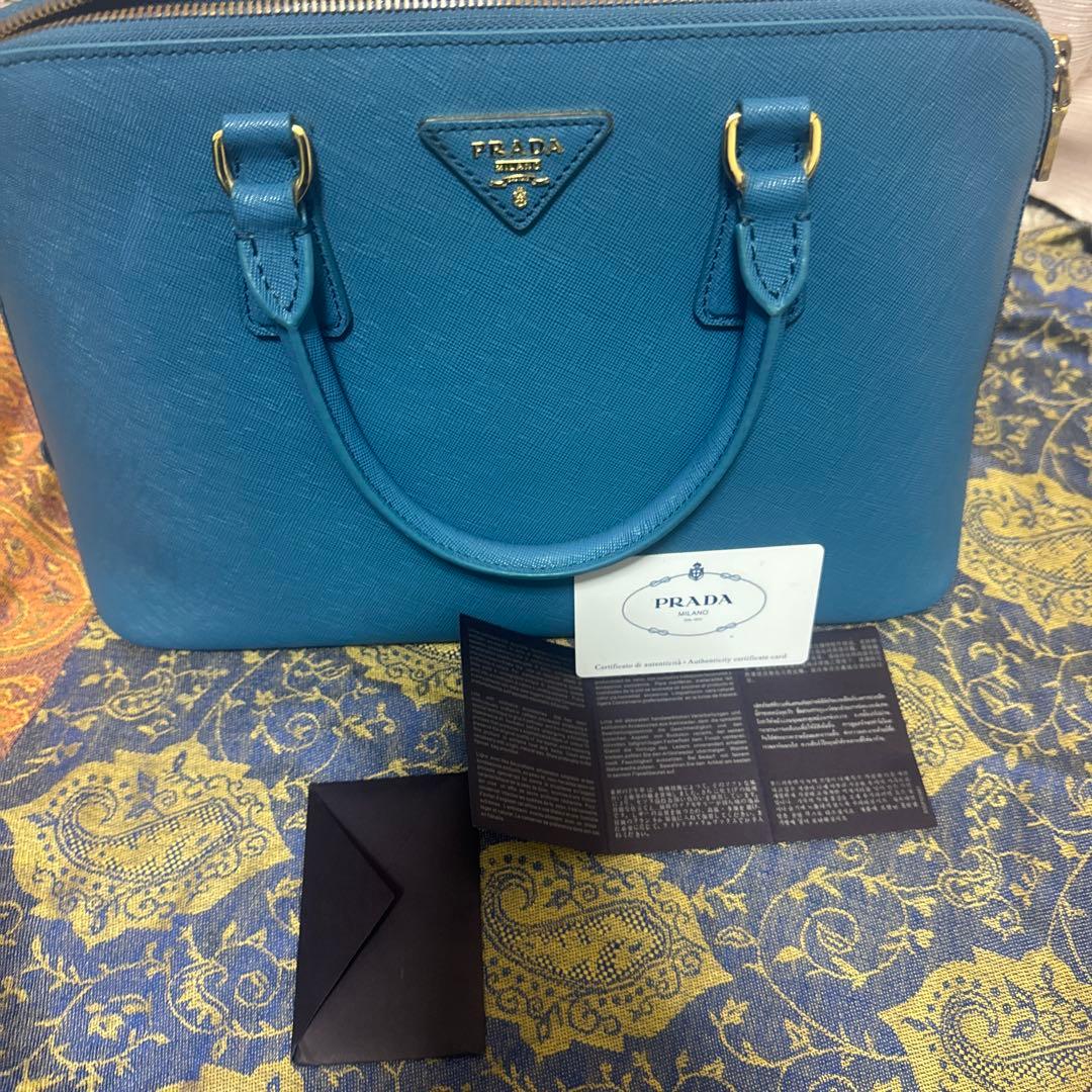 PRADA Blue Saffiano Leather Handbag #QY5TN0