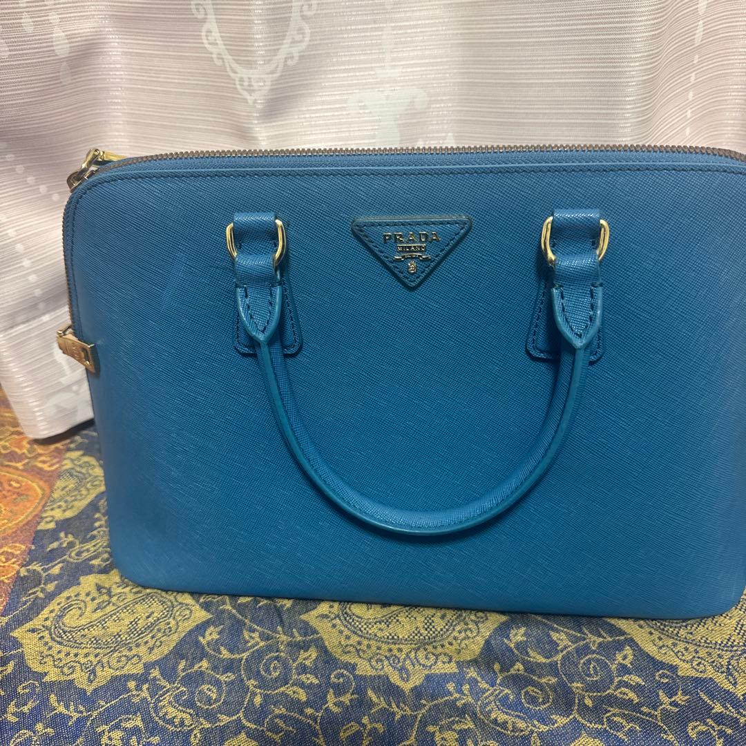 PRADA Blue Saffiano Leather Handbag #QY5TN0