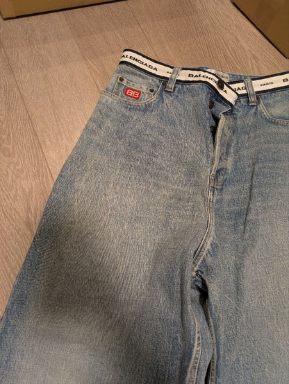 BALENCIAGA wide-leg pants in light blue #QYCG27