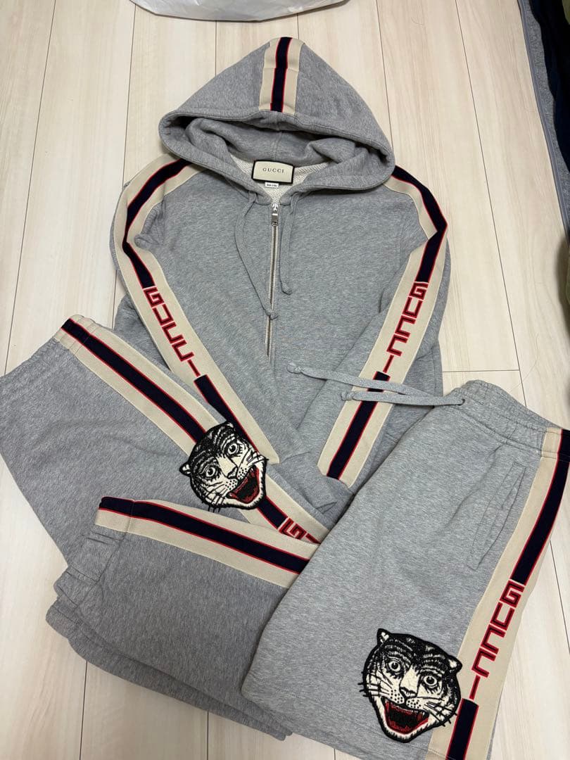 GUCCI Grey Hoodie XS with Tiger Embroidery #QY0VL3