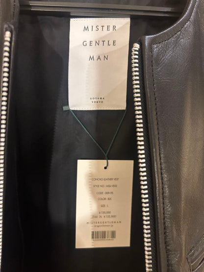 Mr Gentle Man black leather vest with tag #QY0VBW