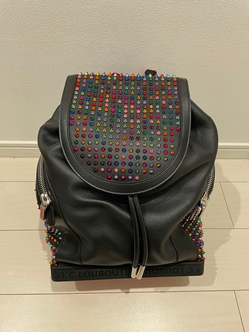 CHRISTIAN LOUBOUTIN Explorafunk Spike Leather Backpack Black Multi #QYJQ0G