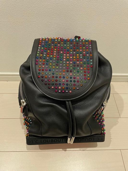 CHRISTIAN LOUBOUTIN Explorafunk Spike Leather Backpack Black Multi #QYJQ0G