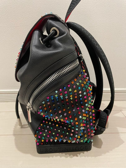 CHRISTIAN LOUBOUTIN Explorafunk Spike Leather Backpack Black Multi #QYJQ0G