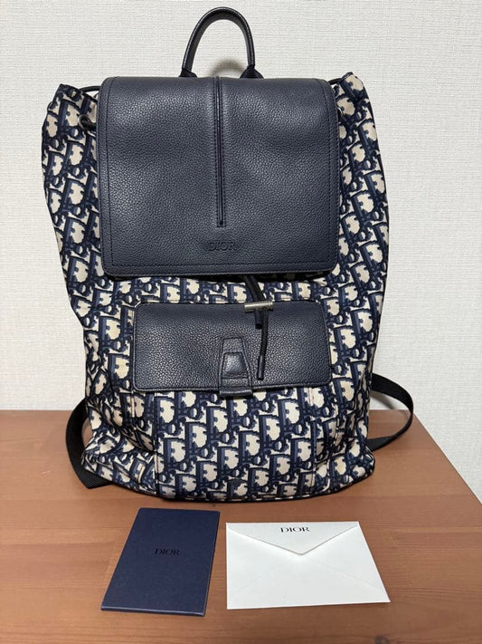 DIOR Motion Backpack Leather Canvas Navy #QYHSLM