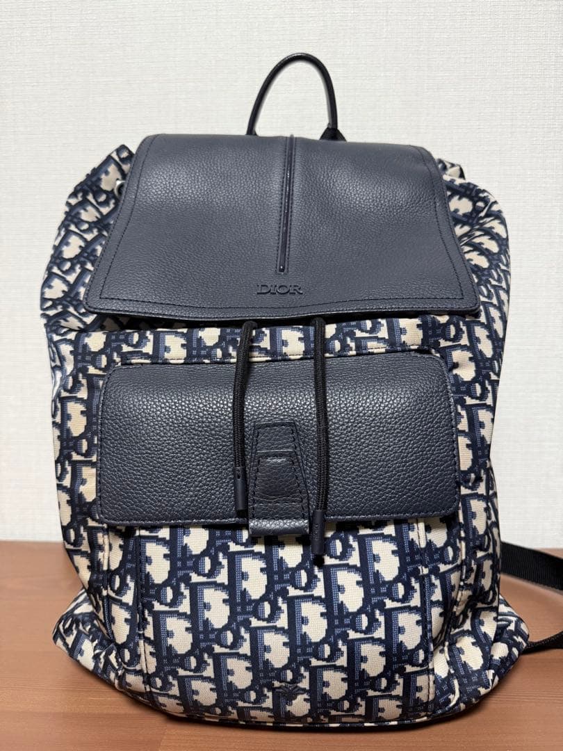 DIOR Motion Backpack Leather Canvas Navy #QYHSLM
