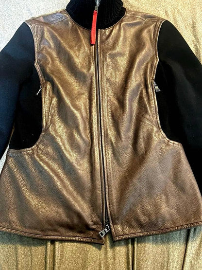 PRADA sport brown leather jacket #QYL07X