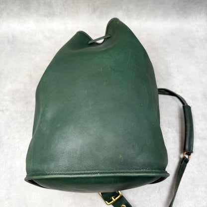 Old Coach Bucket Shoulder Bag Green Leather USA #QY2L22