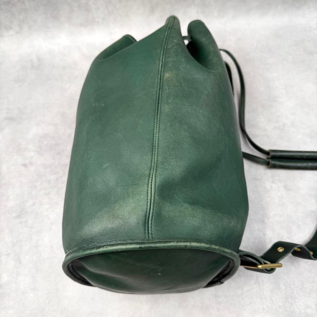 Old Coach Bucket Shoulder Bag Green Leather USA #QY2L22