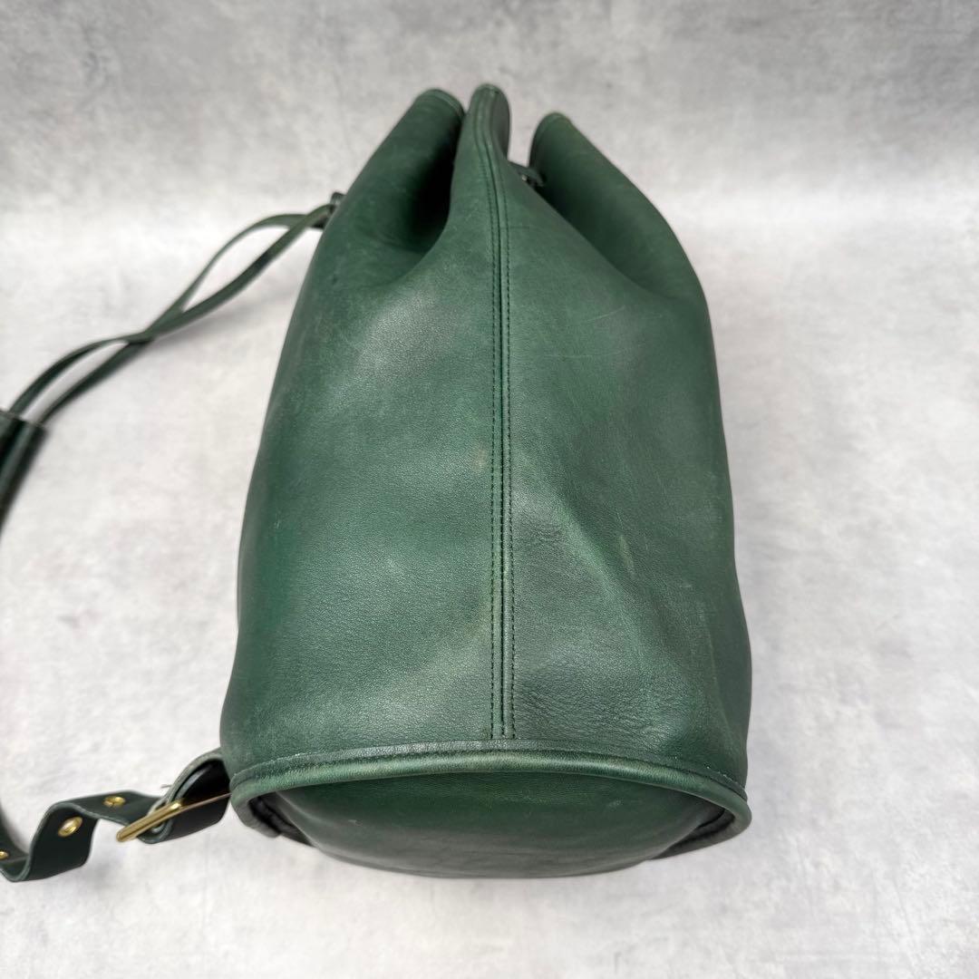 Old Coach Bucket Shoulder Bag Green Leather USA #QY2L22