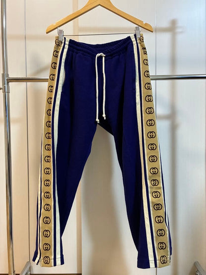GUCCI GG Jacquard Track Pants, Technical Jersey, Size S #QYF813