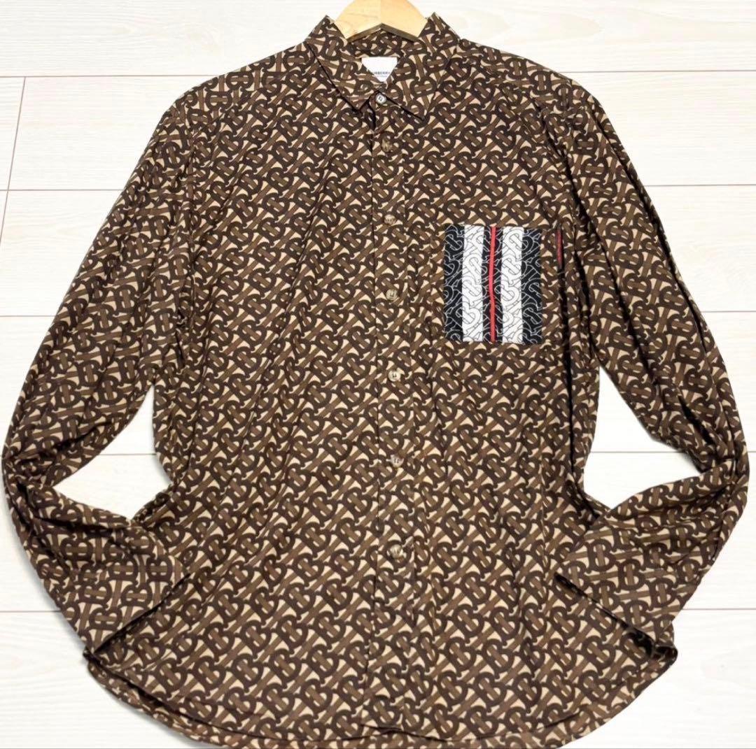 Burberry all-over print long-sleeved shirt with TB logo, Tisci era, size #QYAAJE