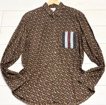 Burberry all-over print long-sleeved shirt with TB logo, Tisci era, size #QYAAJE