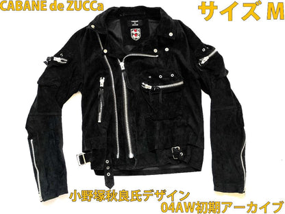 Cabando Zucca Pig Leather Suede Double Rider Jacket, Men's Size M #QY1Y85