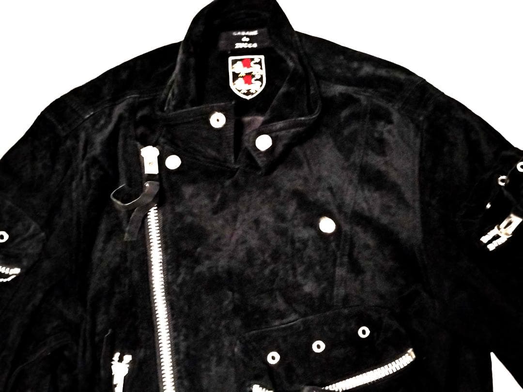 Cabando Zucca Pig Leather Suede Double Rider Jacket, Men's Size M #QY1Y85