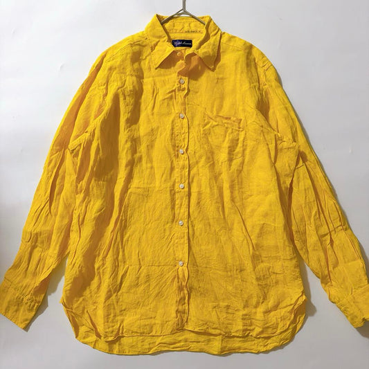100% Italian Linen Ralph Lauren Purple Label Shirt, Size L #QYED48