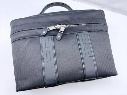 HERMES Acapulco Vanity Bag Black Leather Handbag #QY4ZVN