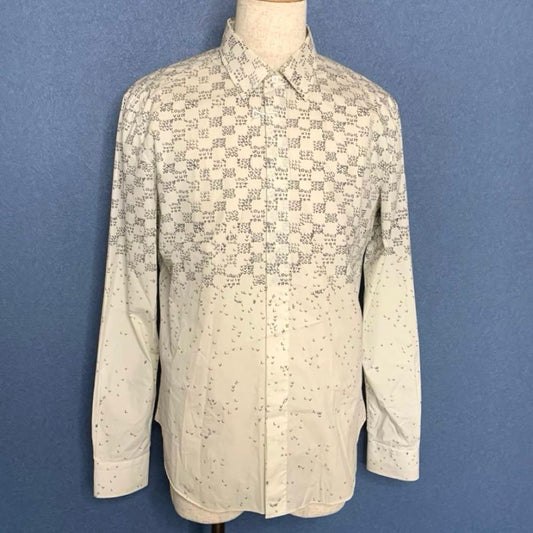 LOUIS VUITTON Logo Long Sleeve Shirt, White, 5S344 #QYDPUR