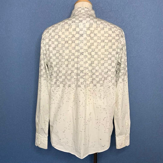 LOUIS VUITTON Logo Long Sleeve Shirt, White, 5S344 #QYDPUR