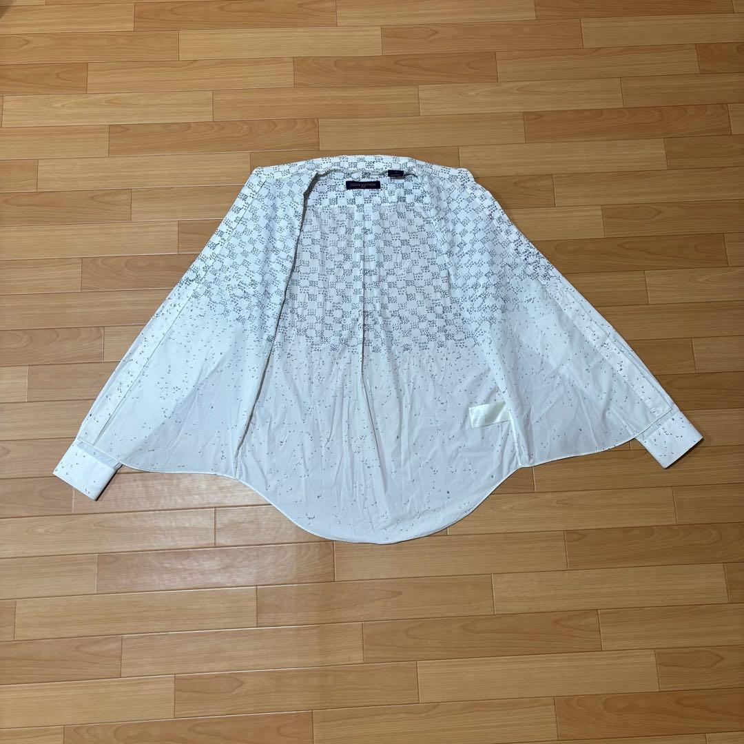 LOUIS VUITTON Logo Long Sleeve Shirt, White, 5S344 #QYDPUR