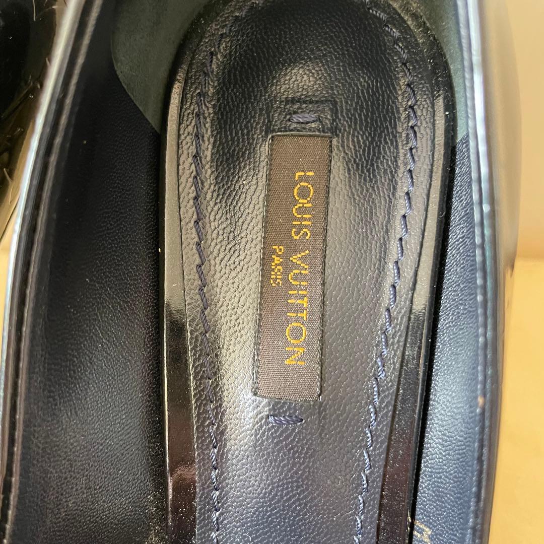 Louis Vuitton Vernis Open-Toe Pumps Blue Patent Leather Size 37.5 #QY44VN