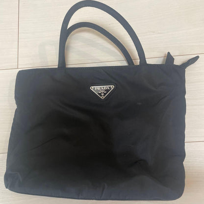 PRADA Black Nylon Handbag PRADA MILANO Double Handle Classic #QY30V9