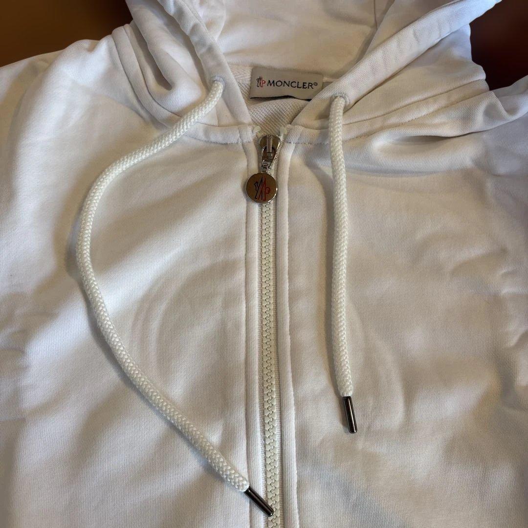 MONCLER Tricolor Hoodie with Logo Patch, White #QYDB4A