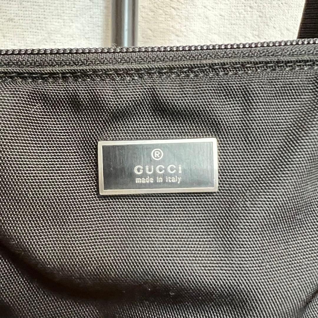 GUCCI Mini Shoulder Tote Bag Nylon Black #QYF1I6