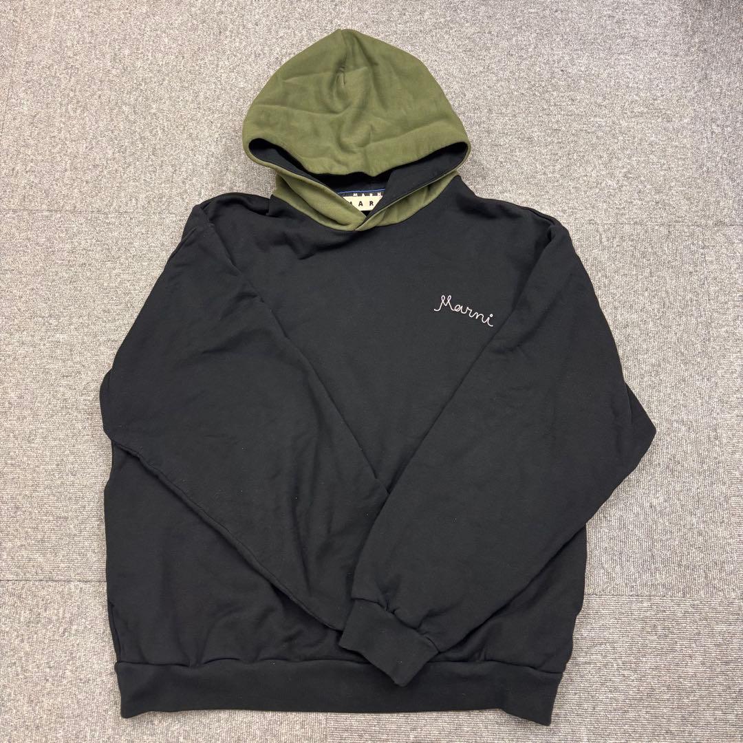 MARNI Marni logo embroidered oversized pullover hoodie size 46 #QYK5CT