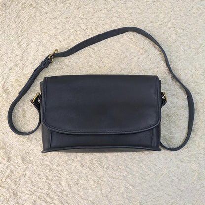 Old Coach Savoy Shoulder Bag 9975 Navy Glove-Tanned Leather USA #QY2KXK
