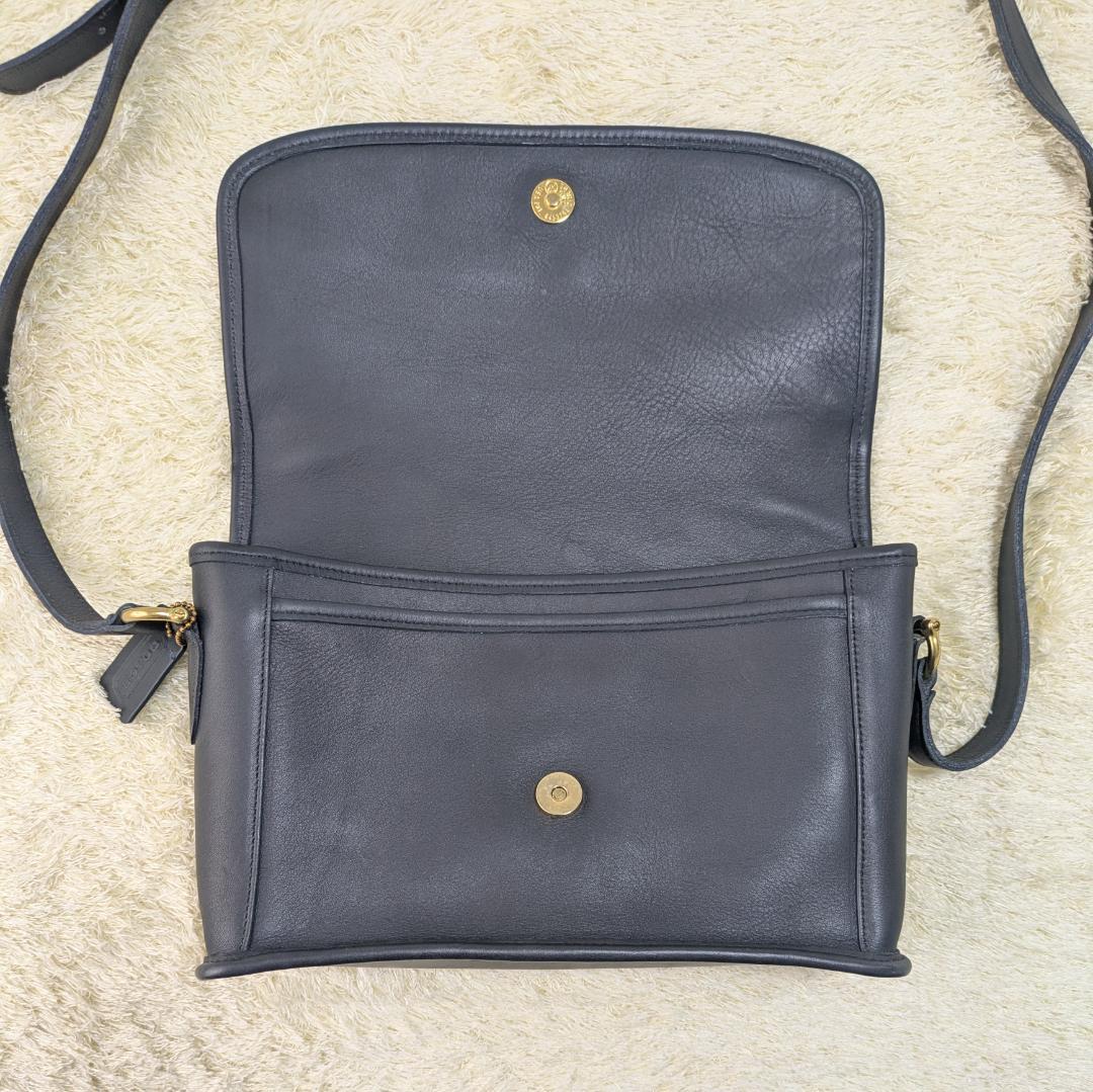 Old Coach Savoy Shoulder Bag 9975 Navy Glove-Tanned Leather USA #QY2KXK