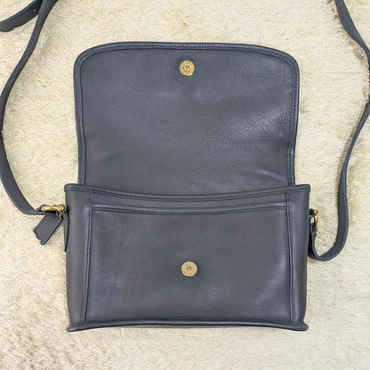 Old Coach Savoy Shoulder Bag 9975 Navy Glove-Tanned Leather USA #QY2KXK