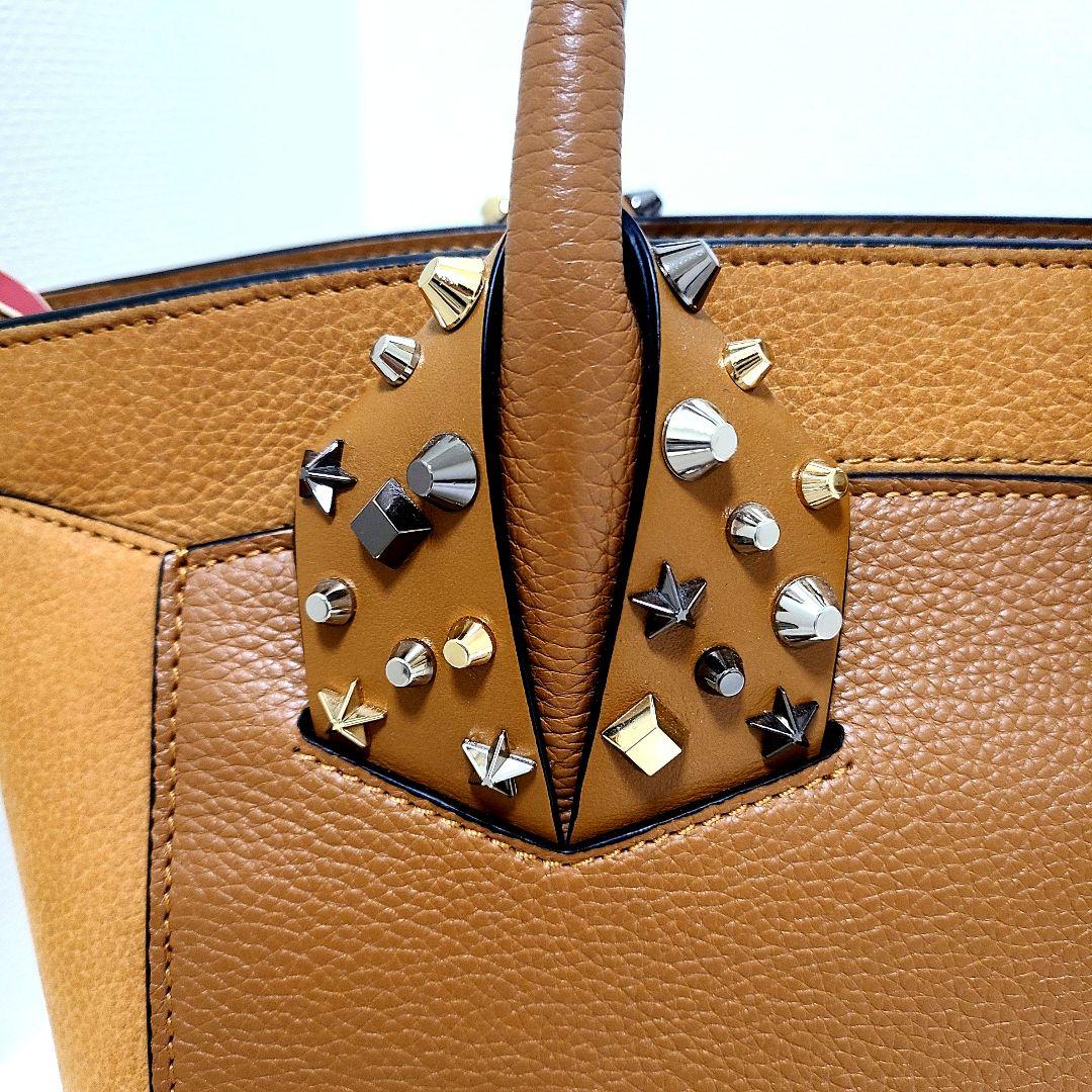 Christian Louboutin Eloise Small Studded Leather Handbag Brown Red #QY605K