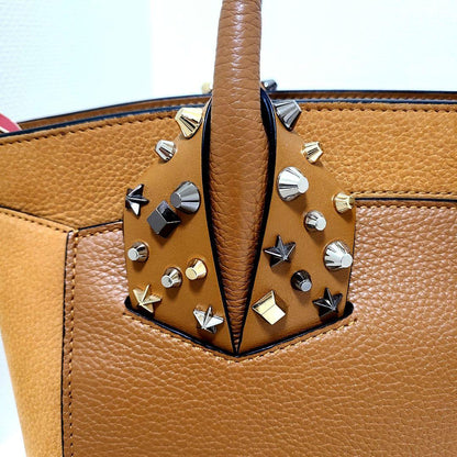 Christian Louboutin Eloise Small Studded Leather Handbag Brown Red #QY605K